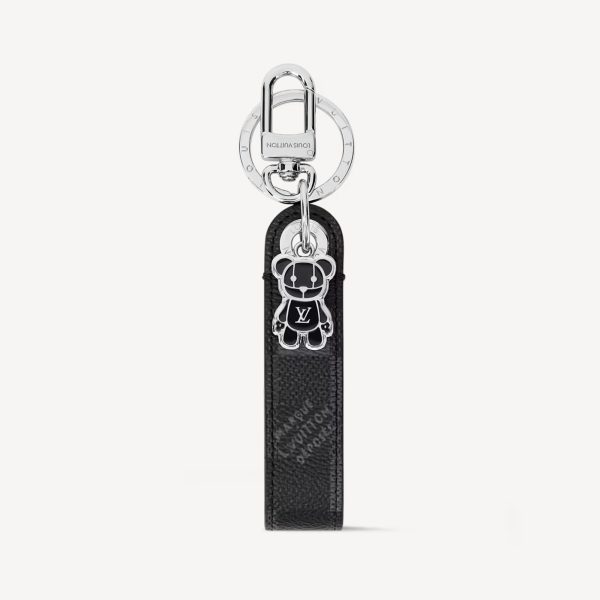 LV LOUIS BEAR DRAGONNE KEY HOLDER & BAG CHARM (BLACK)